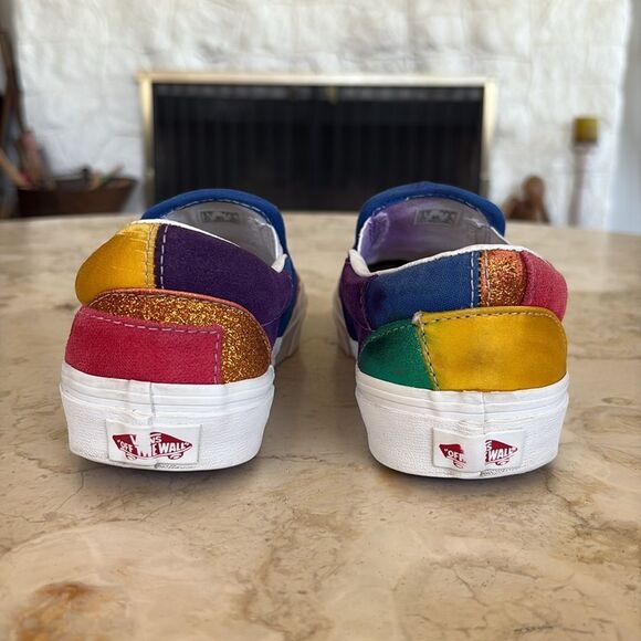 Rare VANS Pride Patchwork SLIP ON Skate Shoes UNISEX Women’s SZ 7.5 /Men’s Sz 6 - Picture 7 of 11